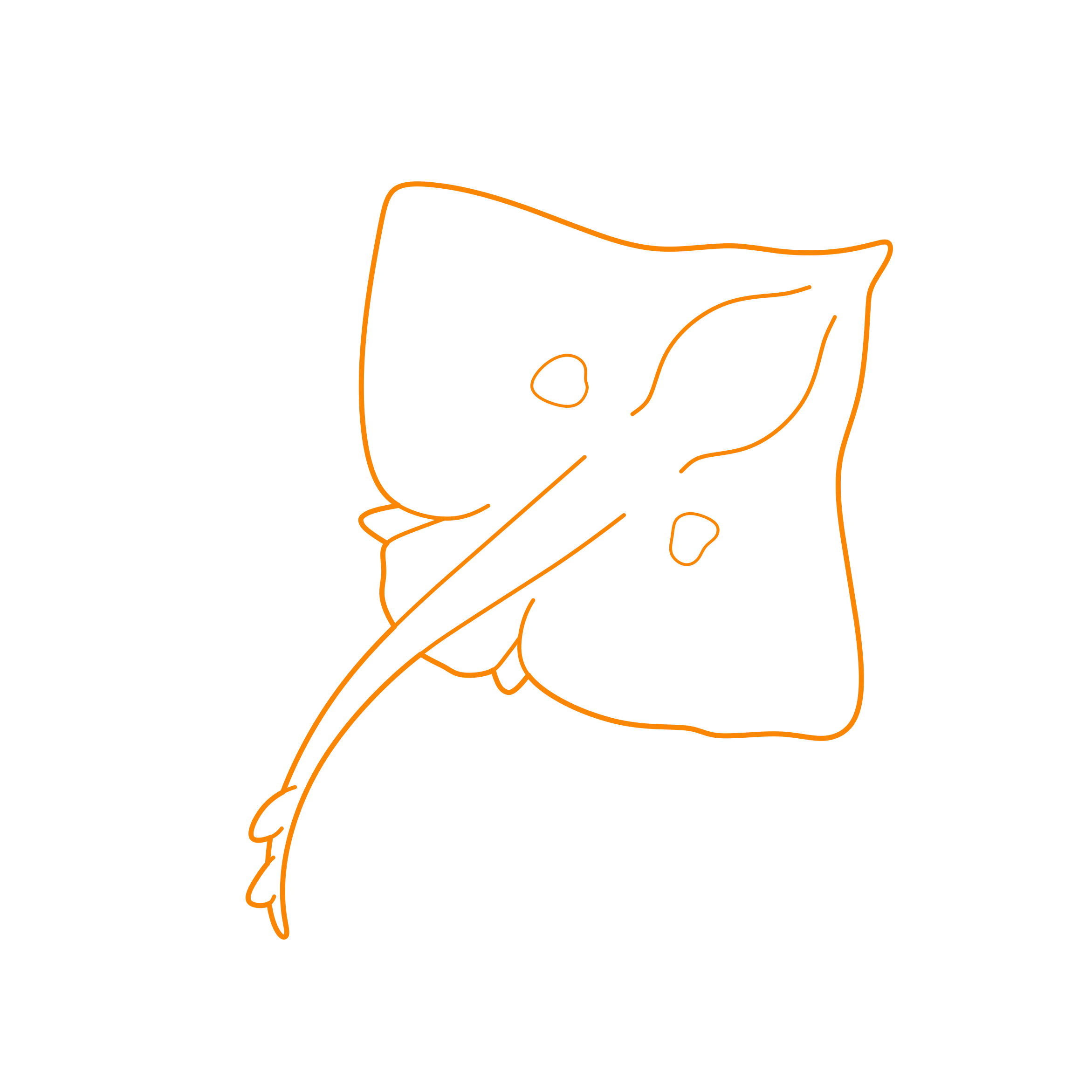 Animals Rays Common Skate Sticker Outline Svg File Free Vectors